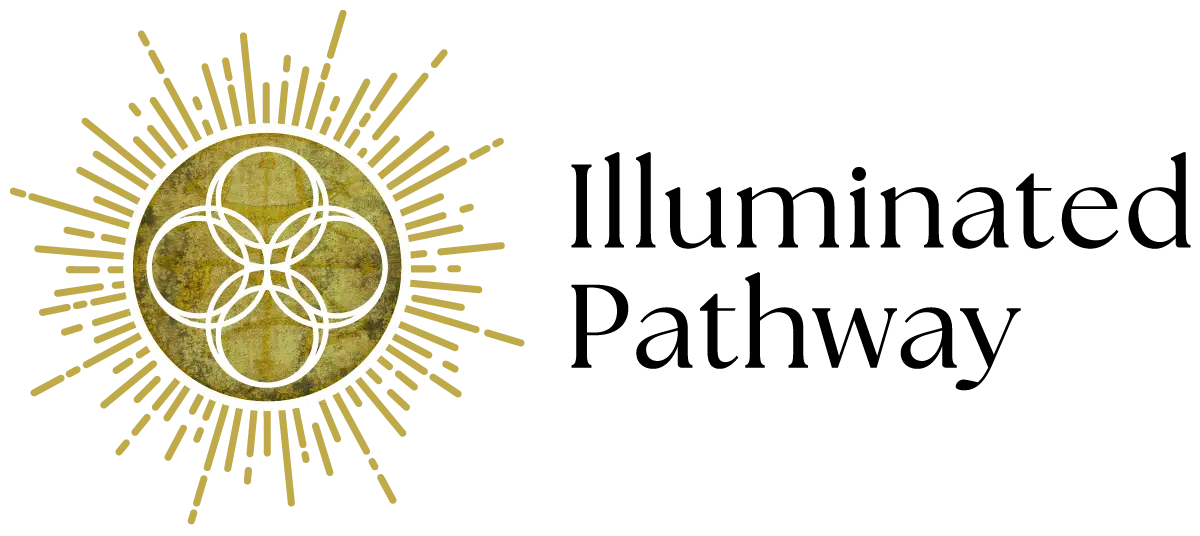 Circular logo with sunburst design