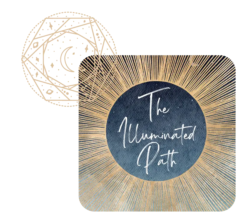 Stylized text with celestial motifs